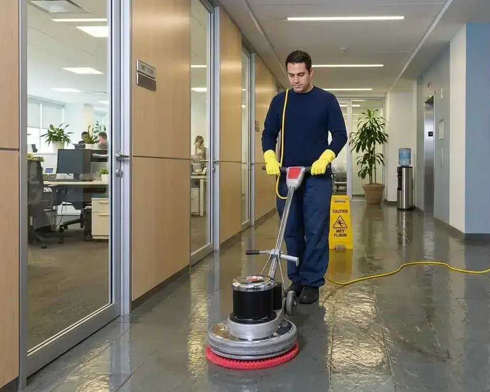Commercial cleaning team servicing a Gold Coast business site