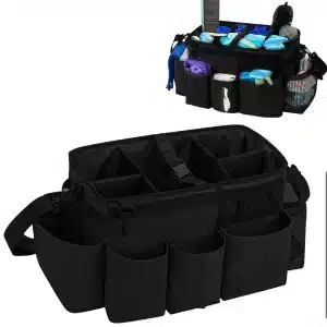 Professional portable cleaning caddy organiser bag with foldable dividers by CleansePro