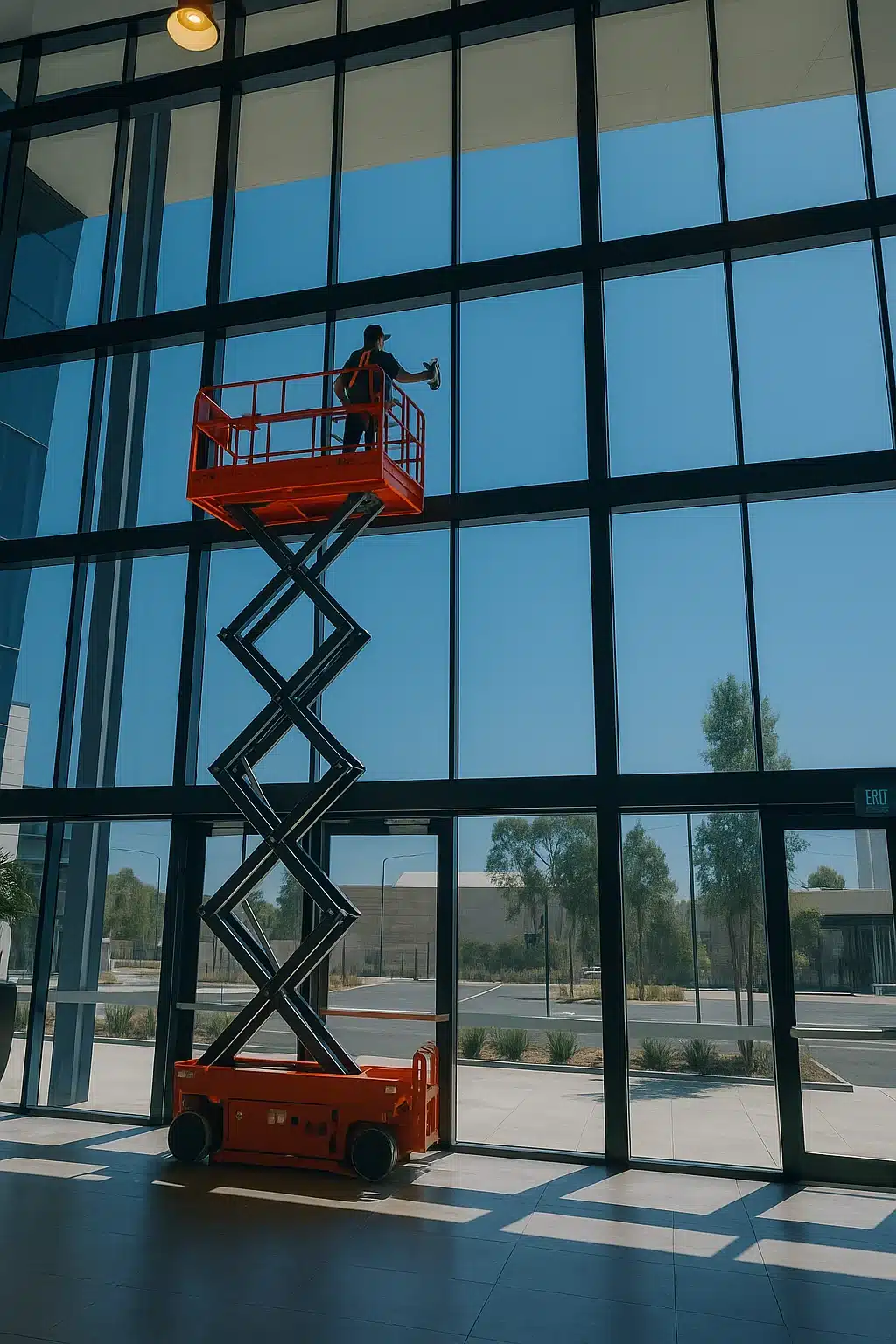 CleansePro commercial cleaners working at height on the Gold Coast