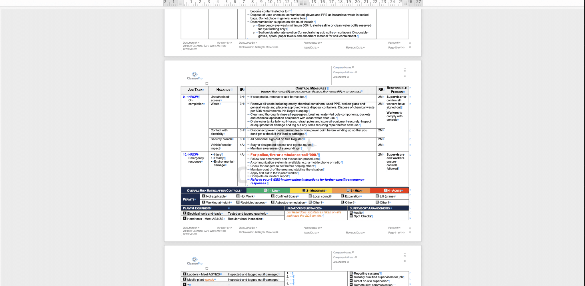 Commercial Kitchen Cleaning SWMS | Safe Work Method Statement Australia