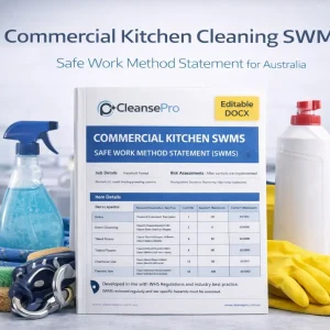 CleansePro Commercial Kitchen Cleaning SWMS — editable safe work method statement for kitchen cleaning contractors in QLD, Australia