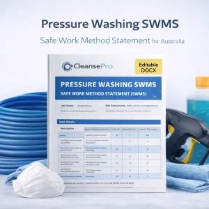 CleansePro Pressure Washing SWMS — editable Australian WHS safe work method statement for high-pressure cleaning contractors